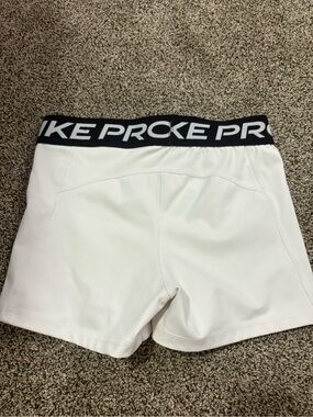 Nike White Athletic Shorts with Black Branded Waistband